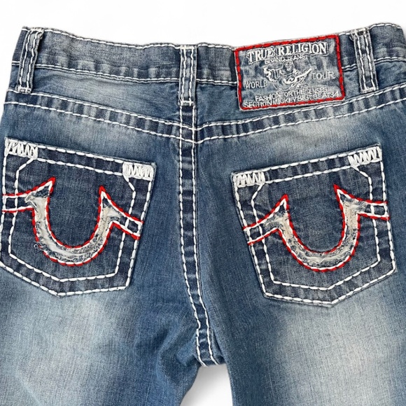 Iconic Y2K True Religion Mickey Big T Jeans Wide Stitching Low Rise Sz 32 - Picture 3 of 10